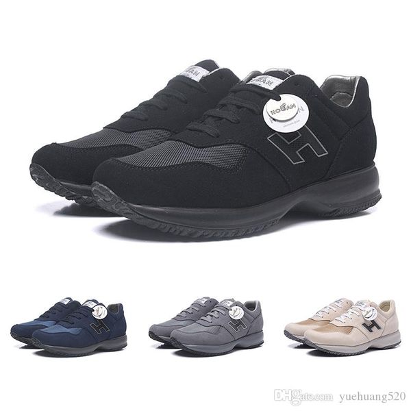 

2019 winter men hogan uede material good quality tan h label male lei ure trainer brown interactive outdoor h ca ual hoe free, Black