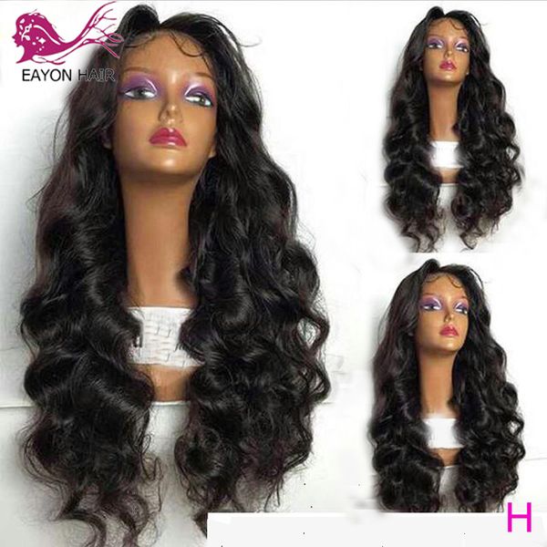 

eayon 13x6 lace front human hair wigs 250% density pre plucked remy lace wig brazilian body wave frontal wig for women, Black;brown
