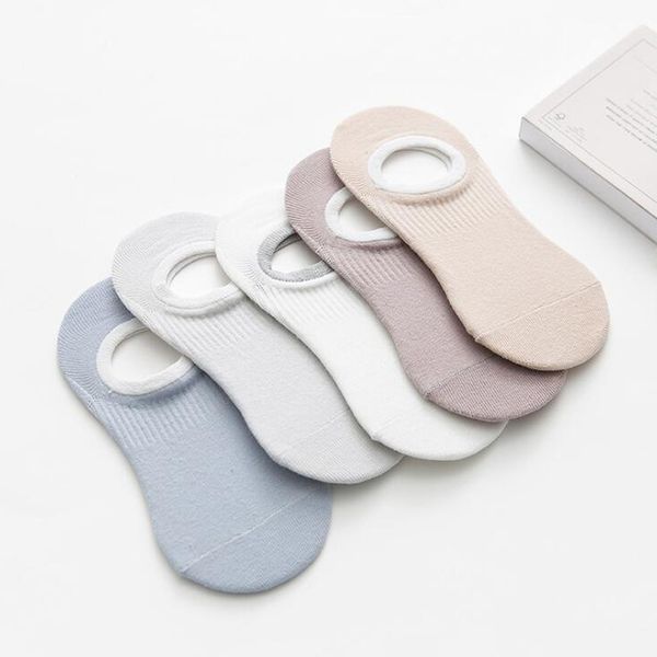 

5 pairs solid color socks women boat socks invisible girls cotton spring summer fashion shallow mouth sock, Pink;yellow