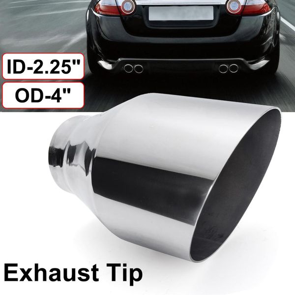 

universal 57mm-101mm car exhaust tip auto tail pipe muffler angle cut outlet nozzle 2.25 inlet 4 outlet