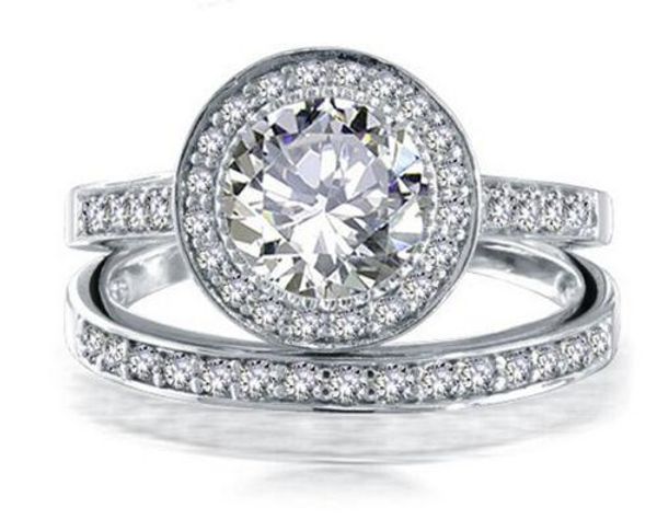 

luxury size 6-10 band round cut jewelry 10kt white gold filled z simulated diamond women wedding ring set gift with box, Silver