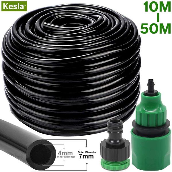 

10/20/25/40/50 meter 4/7mm garden water hose & quick connector micro drip misting irrigation tubing pipe pvc hose 1/4'' new