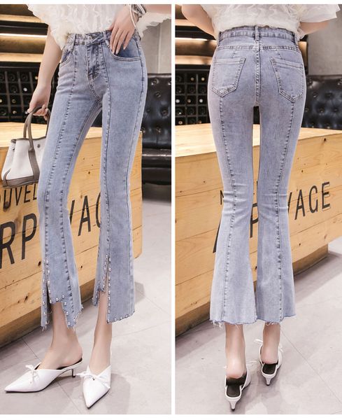 

orchid grey women's tailored waist and hip princess jeans bk464, Blue