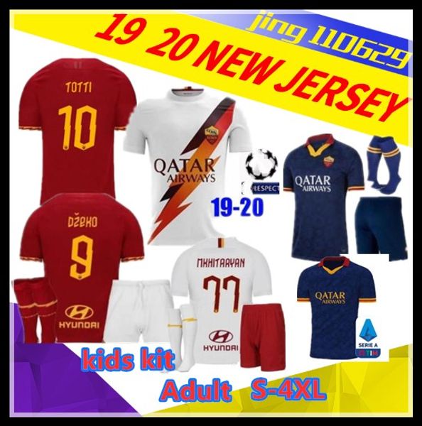 

s-4xl2019 2020 roma special version kids kit soccer jersey 19 20 home away third blue 9 dzeko 11 kolarov 20 fazio 8 perotti, Black;yellow