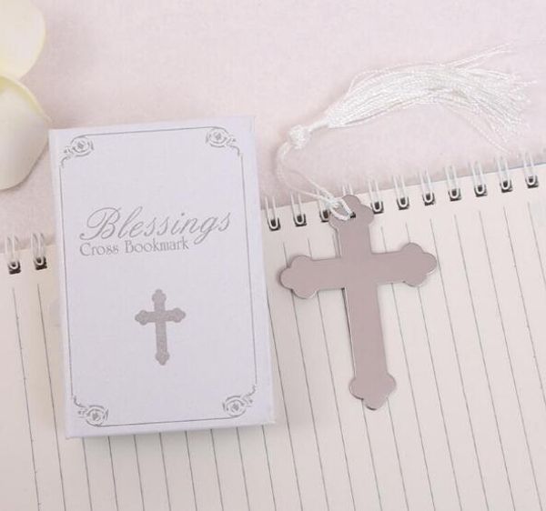 Bênçãos Silver Cross marcador com chuveiro Tassel bebê casamento Baptism Party Favors presentes frete grátis