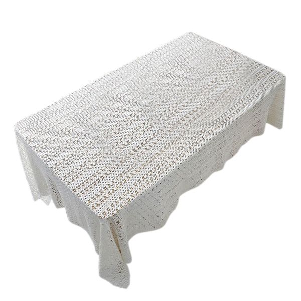

promotion white table clothes for wedding rectangle crochet tables cover handmade hollow weaving tablecloth home living room de