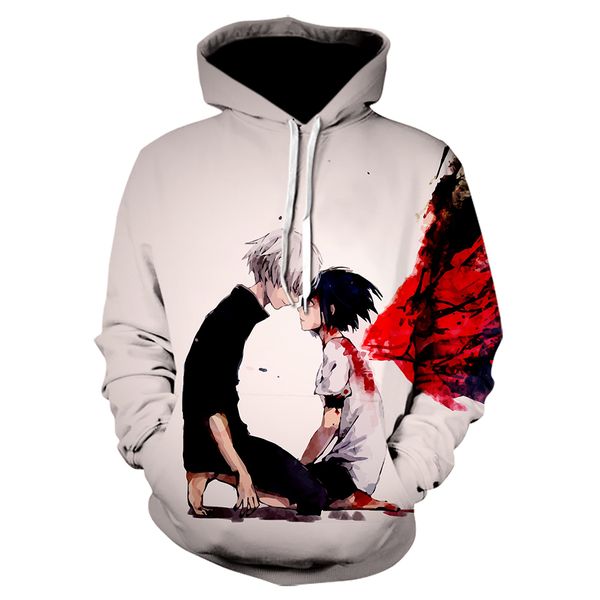 

tokyo ghoul hoodies 2019 new fashion funny anime hoodie and sweatshirts 3d hooded harajuku hip hop men women asian size, Black