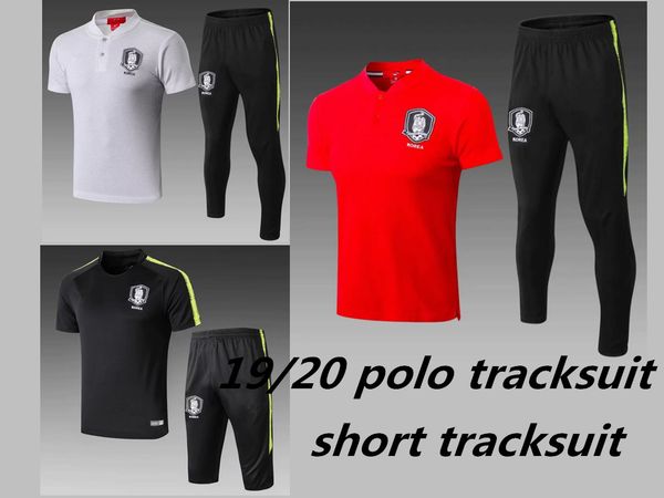 

19 20 korea son football polo tracksuit short sleeve 3/4 pants shin-wook midlayer shirt lee jae-seong football training suit sweatshirt, Black