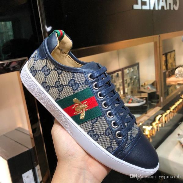 

a1 luxury snake designer men women casual shoes low flat leather sneakers ace bee stripes shoe walking sports trainers green red stripes, Black