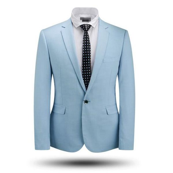 

men's suits & blazers light blue men jacket one button custom bridegroom tuxedos formal work business, White;black
