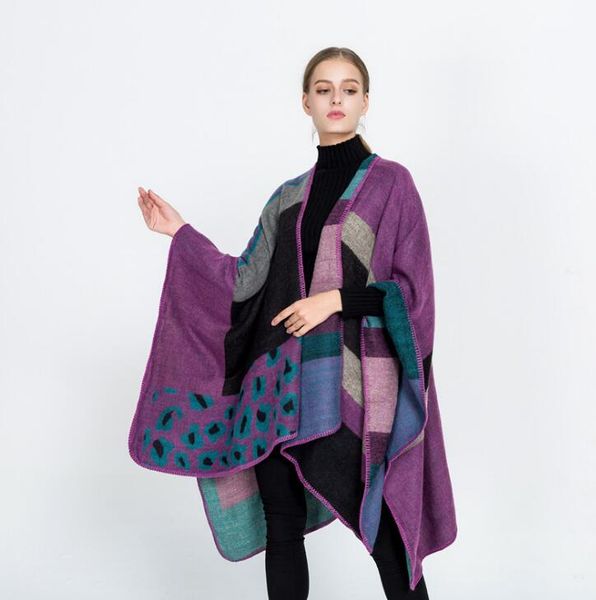 

autumn and winter colorful geometric scarf imitating cashmere cloak, hundred shawls coat, new european and american foreign trade, Blue;gray