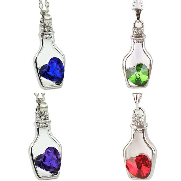 

beautiful women necklace fashion popular crystal necklace love drift bottles jewelry accessories gift torque fabulous pendientes, Silver