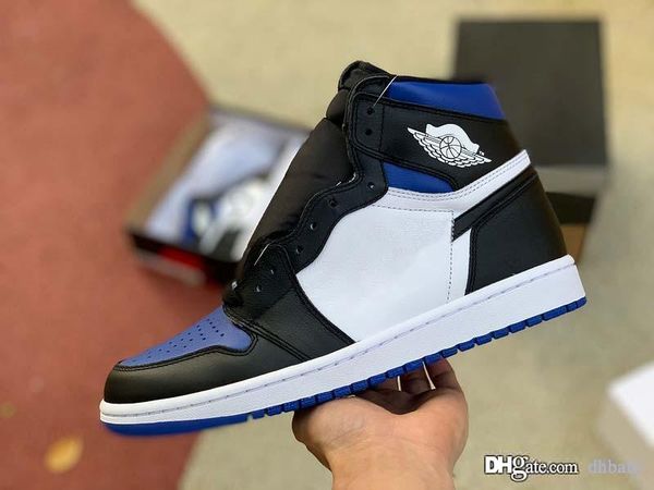 

est air authentic 1 high og retro game royal basketball shoes black toe 1s men sports sneakers with original box