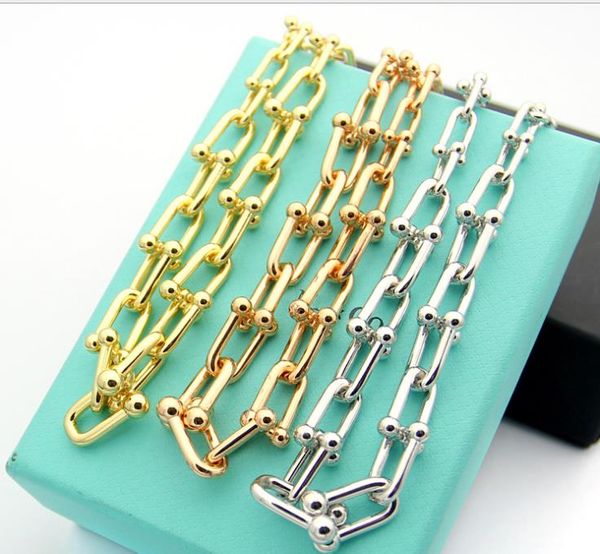 

gradient u-chain necklace thick chain necklace couple neck chain, Silver