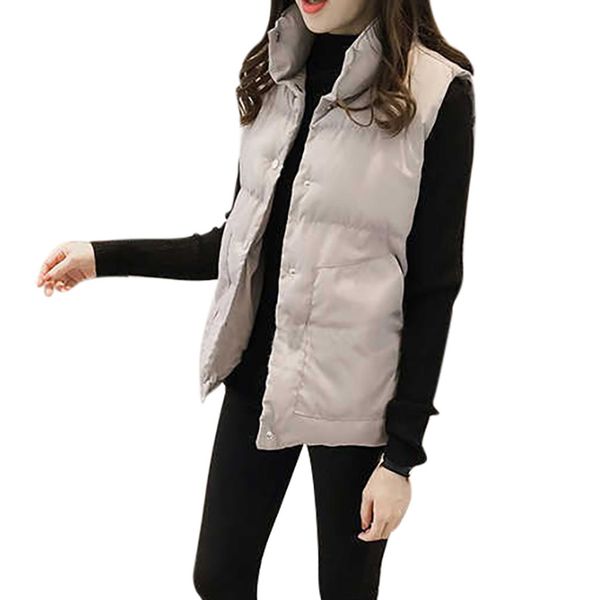 

cotton vest coat female pleated sleeveless stand collar basic pockets button women waistcoat 2019 autumn winter outwear coat, Black;white