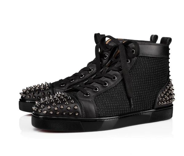 

factory price promotional price blue pik pik spikes red bottom sneakers shoes strass high women,men walking fashion flats, Black