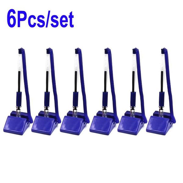 

6pcs set wholesale 0.5mm desk stand stick fixed gel pen counter advertising signature pen blue black office school stationery