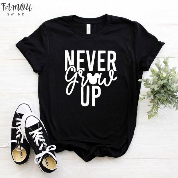

never grow up women tshirt cotton casual hipster funny t shirt gift lady yong girl tee drop ship zy 313, White