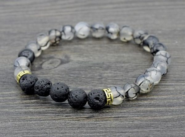 

8mm vg535 adjusted charm black dragon bead black volcanic lava bracelet stone bead essential oils diffuser women