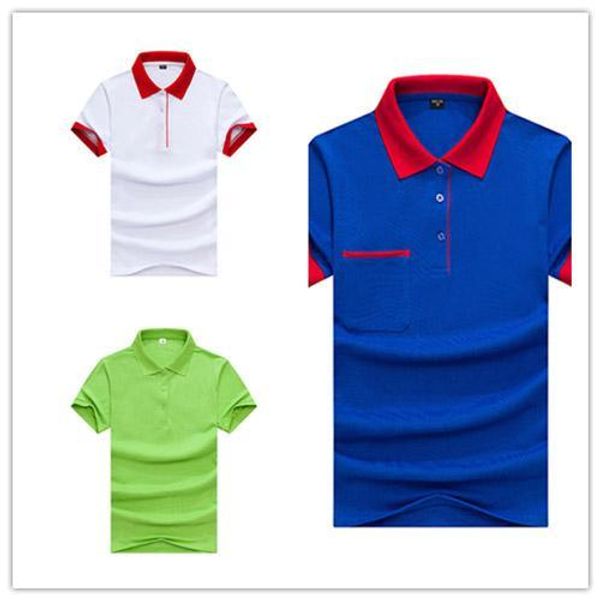 

men polo or women long shirt classic silk fiber short sleeve uniform t-shirt tde-59, Black