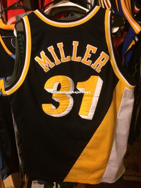 

дешевые оптовые reggie miller jersey sewn # 31 футболка жилет сшитые баскетбольные майки ncaa, Black;blue