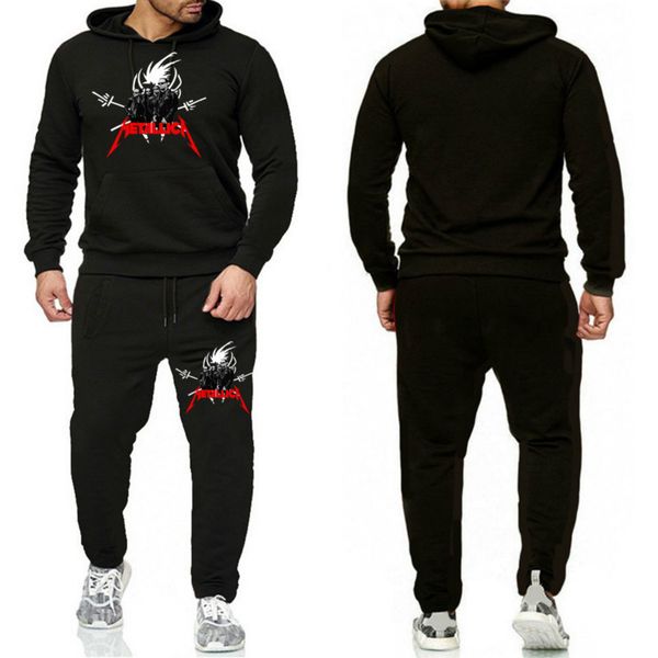 

heavy metal band sportswear suit loose casual printed fitness suit jogging suits for men men leisure suits winter sweatsuit, Black;blue