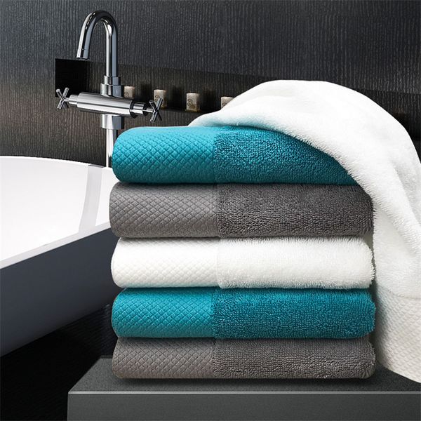 

five-star l cotton absorbent large bath towel cotton bath towel elegant white 800g 160*80cm