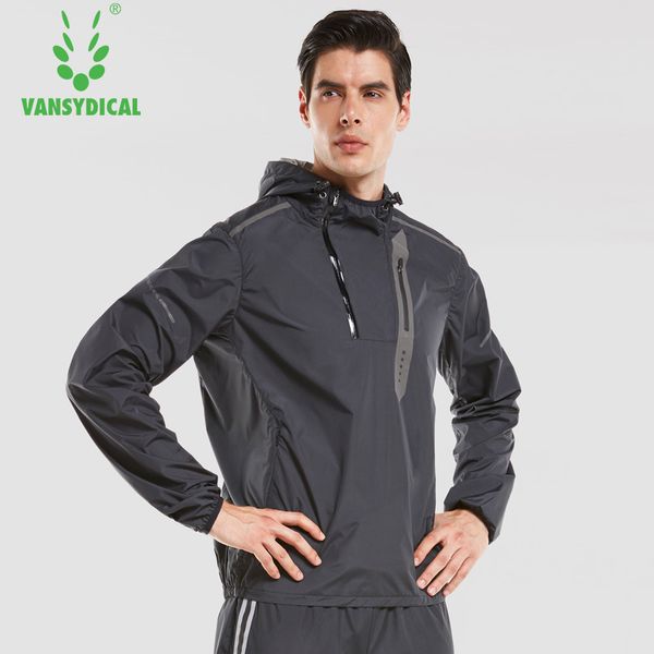 

vansydical sweat men sport jacket running long sleeve fitness clothes gym training jacket sweat suit slimming suit, Black;red