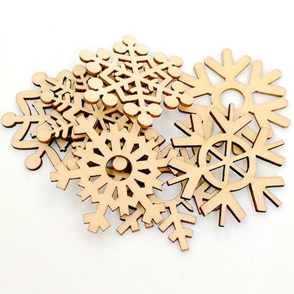

10pcs snowflake wooden christmas decoration wedding tree hanging ornament home decor navidad 2020 decoraciones para el hogar