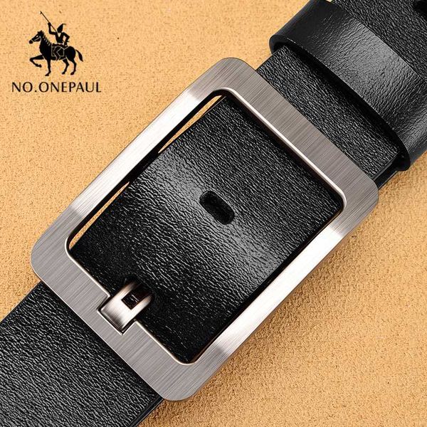 

no.onepaul genuine leather men's belt fashion business alloy pin buckle belts formen belts men jeans punk belt, Black;brown