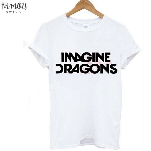 

imagine dragons letter print t shirt women short sleeve o neck loose tshirt 2020 summer women tee camisetas mujer, White