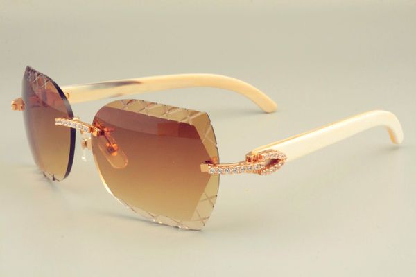 

2019 new luxury shipping sunshade, horns sunglasses diamonds selling natural white too glasses, 8300593-1 lens dhl unisex, White;black