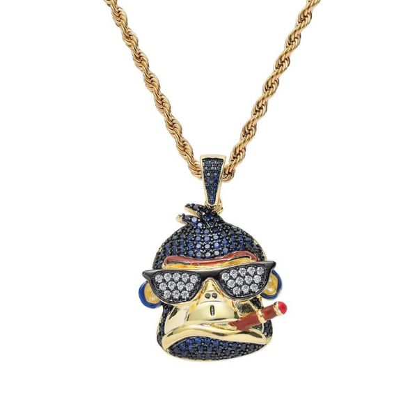 

хип-хоп обезьяны в солнцезащитных очков алмазов кулон ожерелье для мужчин женщин религия христианство роскошь ожерелье ювелирных изделий, Silver