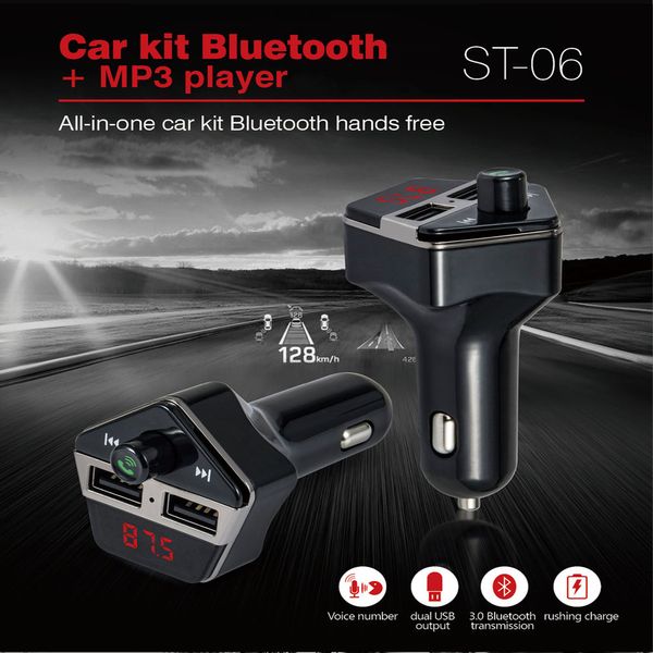 Sem fio no carro do bluetooth transmissor de fm usb carregador de carro adaptador de rádio estéreo de música receptor de áudio modulador de carro kit mãos livres