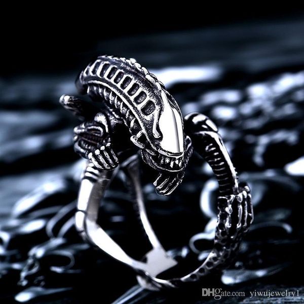 

316l stainless steel alien predator finger rings for men movie alien predator jewelry size 7-14, Silver