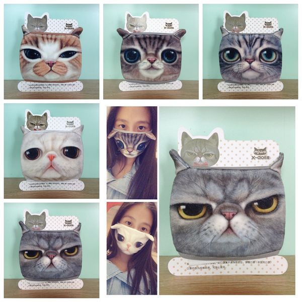 

3d cartoon cat face mask anti dust mouth muffle washable reusable cat face masks without filter pad cca12245 120pcs