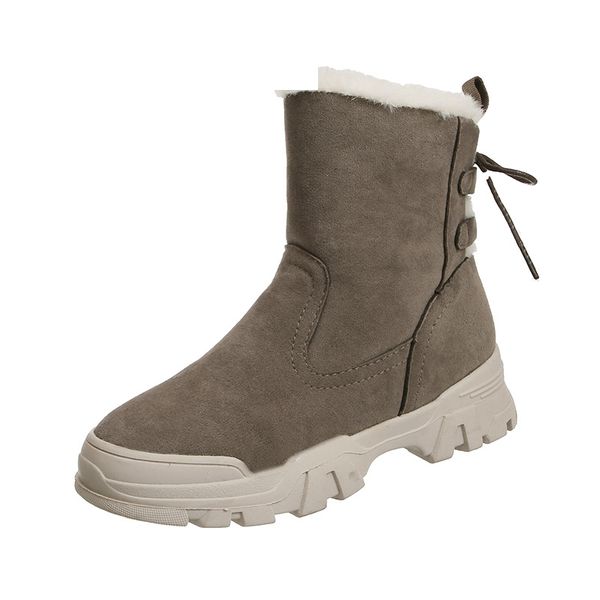 

cinessd fur snow boots women flock rubber winter boots ladies warm soft ankle booties casual footwear botas mujer, Black