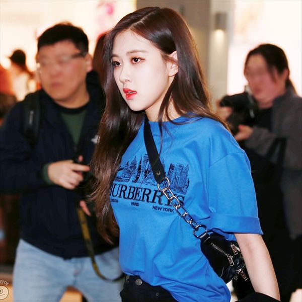 

wu yifan po caiying loose letter embroidery blue cotton short-sleeved t-shirt for men and women, White