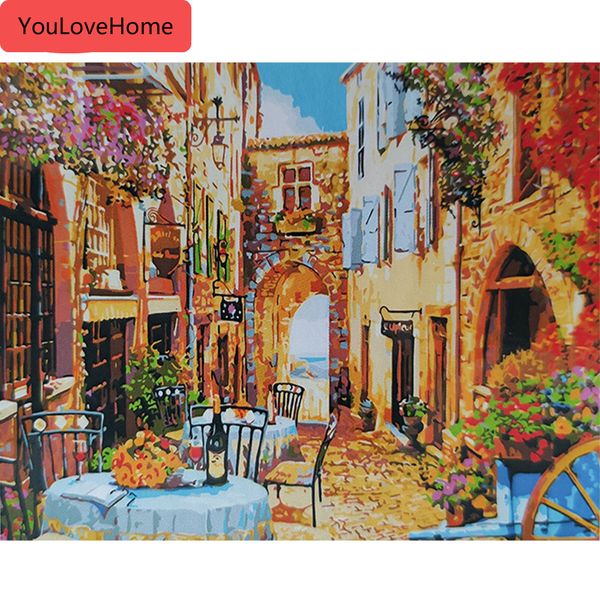 

picture by number city landscape kits drawing canvas handpainted diy oil painting by numbers house home decor
