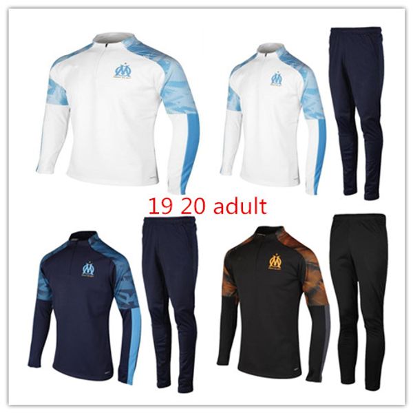 

New 2019 20 et olympic mar eille track uit occer jogging football top coat pant port training 19 20 uit men om football track u, Black;white