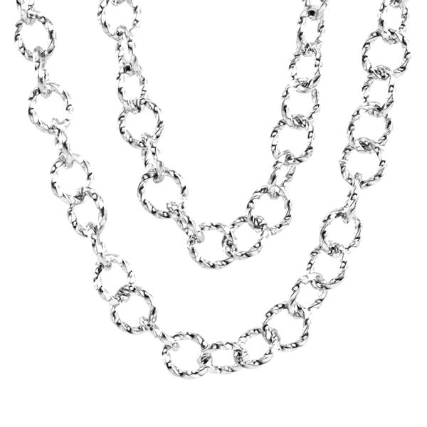 

twist rolo o chain necklace for women bohemia personalized cable chain stainless steel collar ladies jewelry, Silver
