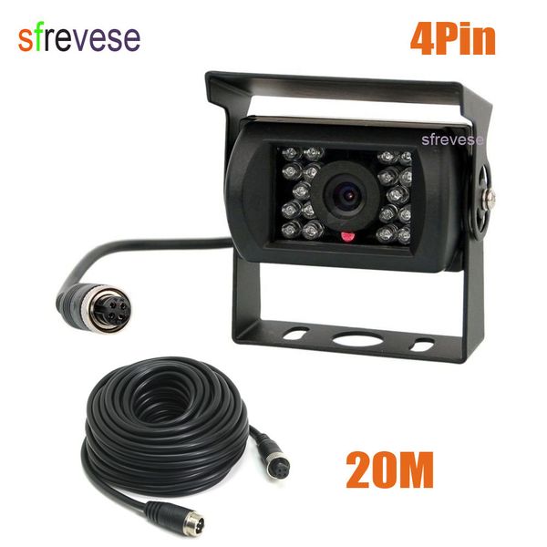 

4pin 18 ir night vision ccd color vehicle car rear view reverse reversing parking backup camera wide view waterproof + 20m 65ft cable 12-24v