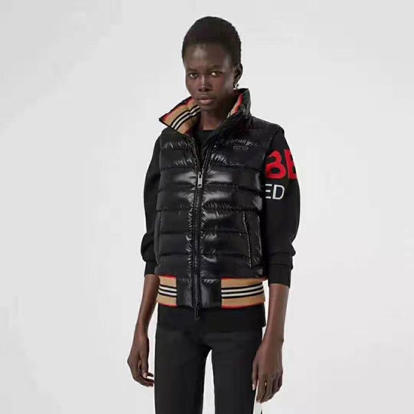 

bur womens down jacket berry british designer jacket luxury sleeve detachable vest jacket leather logo warm down jackets, Black