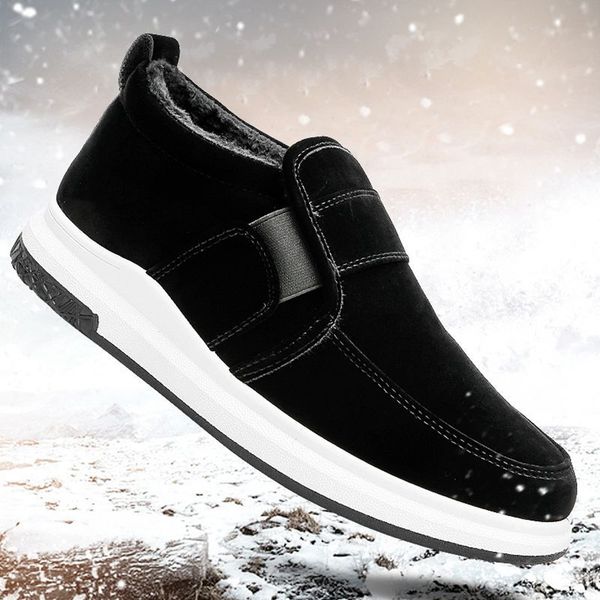 

boots winter men's male man fashion casual shoes snow warm work shoe plus size, Black