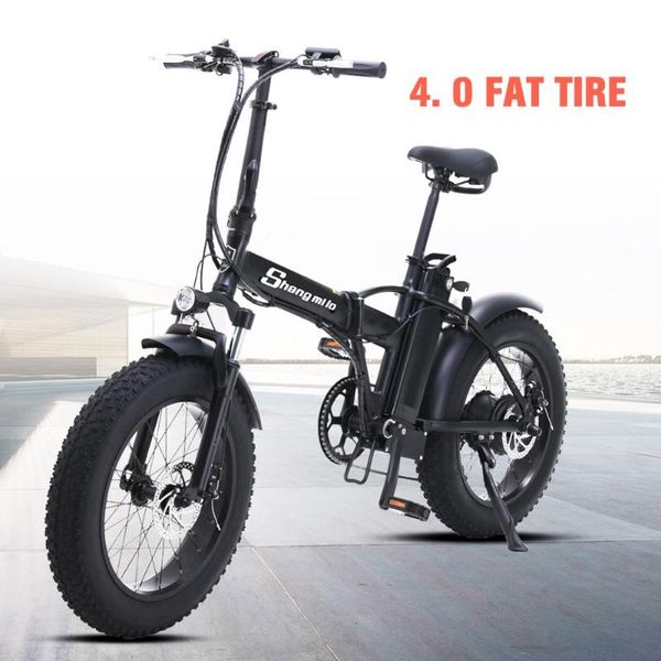 

shengmilo 20 inch ebike electric bicycle snowmobile 48v500w electric folding bike 4.0 fat tire a bike, Silver;blue