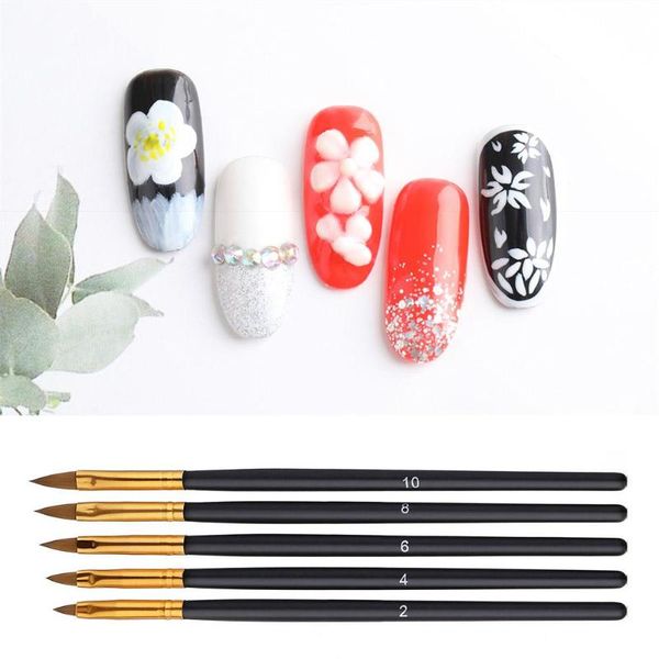 

5pcs nail art uv gel brushes kits painting liner drawing carving wood handle pens manicure tool set