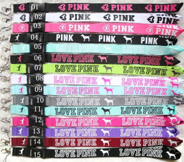 

2019 whole ale love pink neck trap for cell phone tring neck trap love pink lanyard black blue white 15 color available
