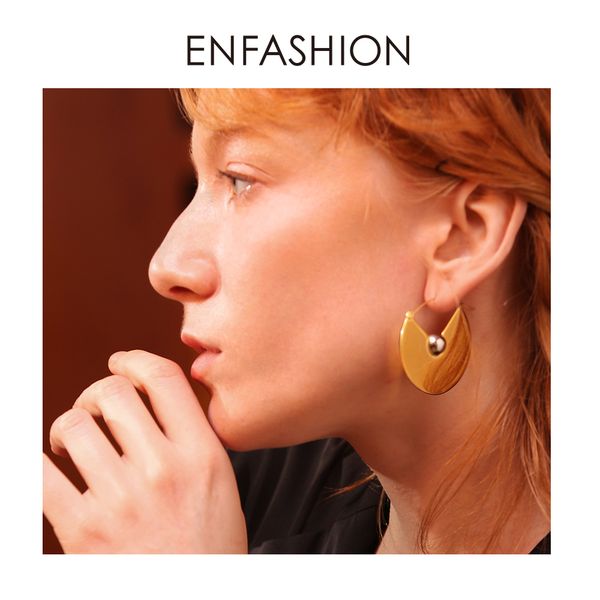 

enfashion punk geometric drop earrings for women statement big circle fan dangle earings fashion jewelry 2019 kolczyki eb181046, Silver