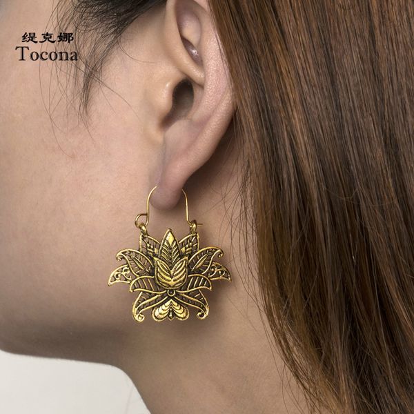 

tocona vintage silver gold earrings for women carving flowers heart geometric fashion jewelry accesorios mujer 3919
