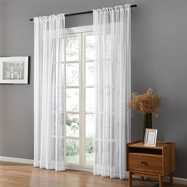 2019 Soild White Tulle Sheer Window Curtain For Living Room The Bedroom Decoration Modern Tulle Organza Curtains Fabric Blinds Drapes From